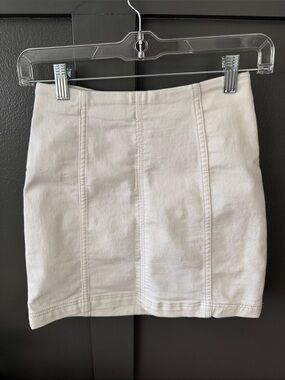 Free People Cream Mini Skirt with Panel Seams